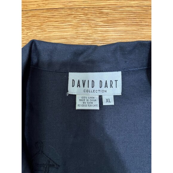 David Dart Linen Jacket Women's Size XL Wearable Art Button Front Black - Picture 3 of 4